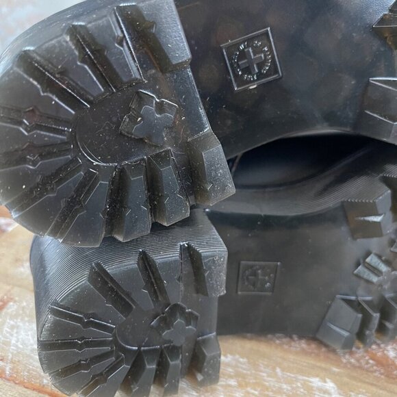 Doc Dr Martens Leona Combat Boots Sz 7 US L Leather Grunge Goth Rock Punk Chunky - Picture 10 of 11